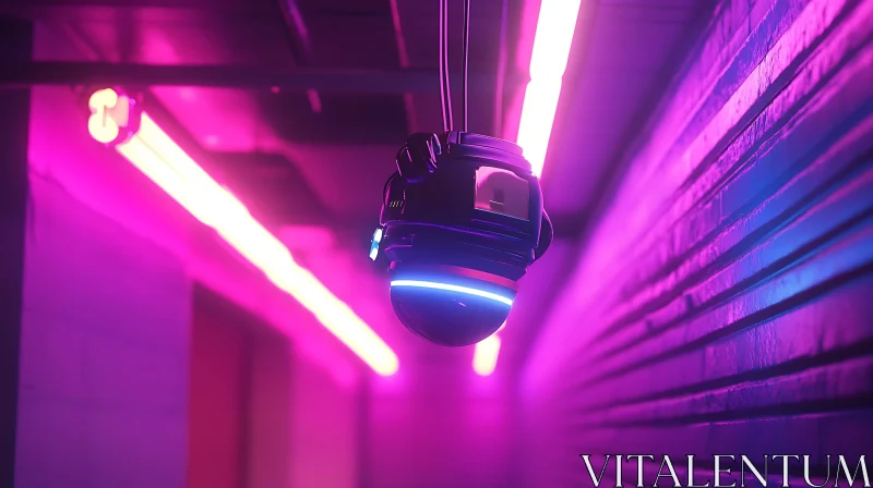 Neon-Illuminated Robot in Modern Industrial Setting