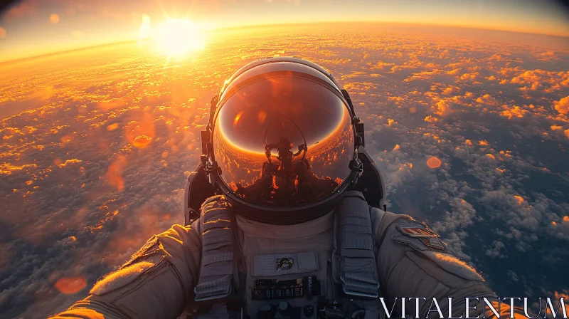 Ethereal Astronaut Selfie at Sunset