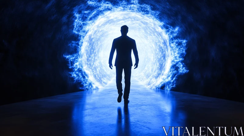 Mysterious Journey Through a Glowing Portal