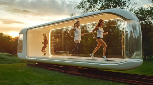 Modern Outdoor Glass Treadmill for Running