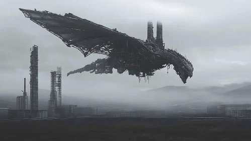 Mechanical Dragon in Grey Mist