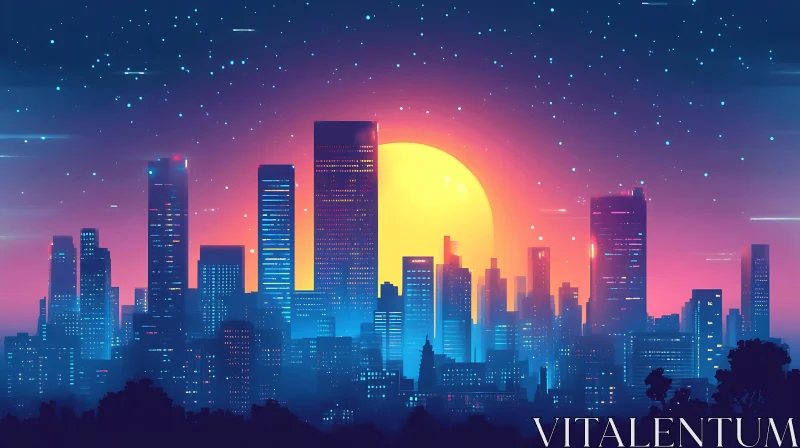 Sunset Over City Skyline