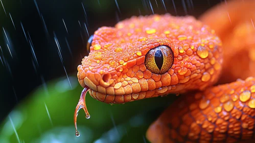 Close-up of Reptile in Downpour