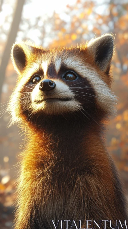 Adorable Raccoon Amidst Fall Colors