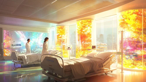Modern Healthcare Room with Colorful Art