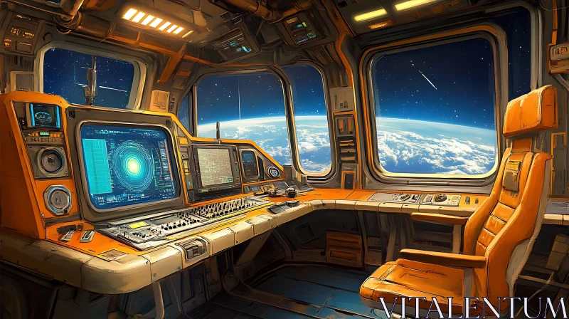Advanced Space Station Cockpit Overlooking Earth