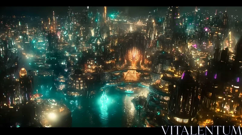 Shimmering Modern Metropolis at Night