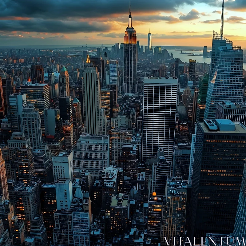 Evening Skyline with Towering Buildings