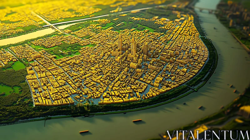 Sunlit Urban Landscape Aerial View