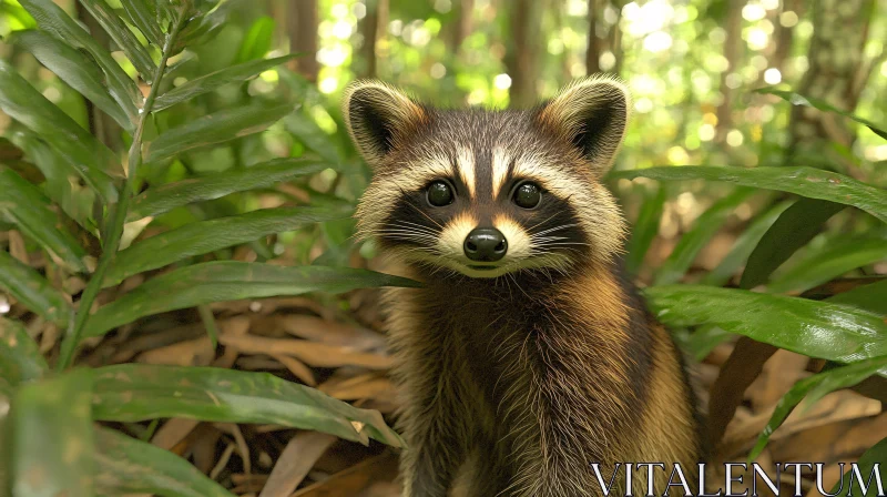 Wild Raccoon in a Forest