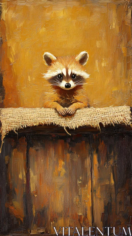 AI ART Rustic Raccoon Canvas