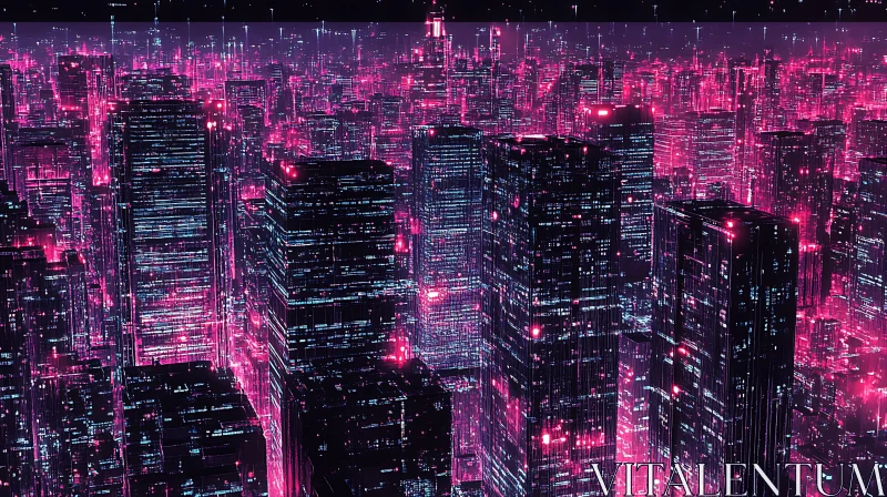 Cyberpunk Night City with Neon Lights AI Image