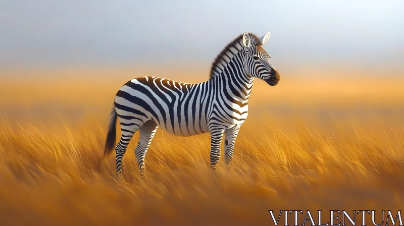 AI ART Zebra Amidst Golden Grass