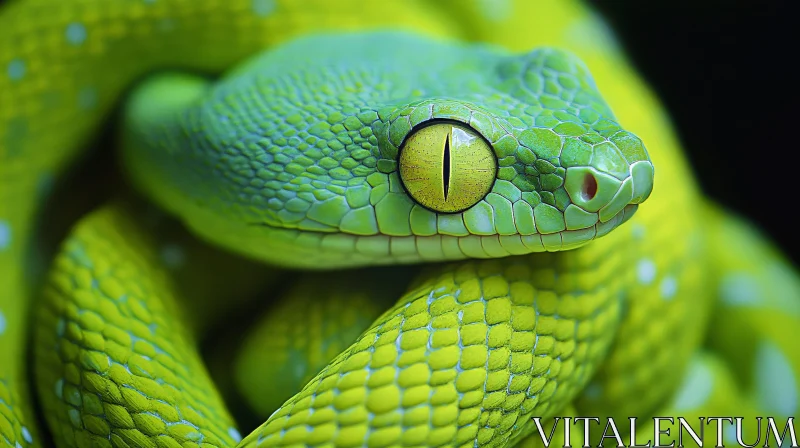 Green Viper Snake Close-Up AI Image