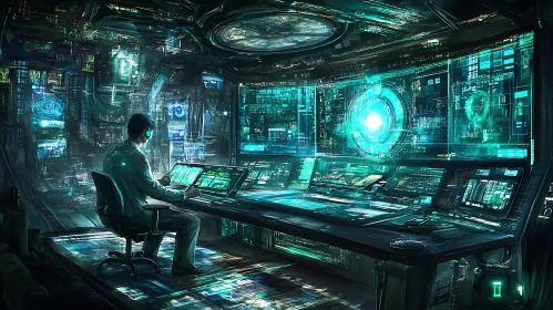 High-Tech Cyberpunk Control Center