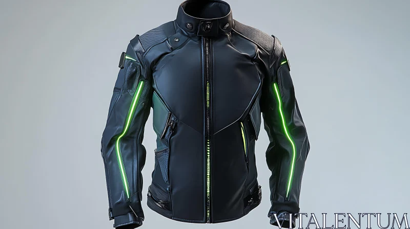 High-Tech Outerwear with Neon Green Accents AI Image