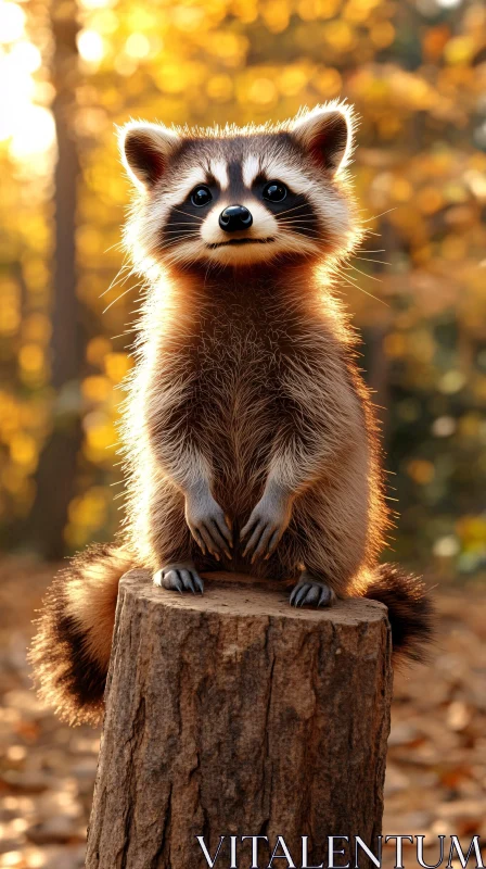 Raccoon on Stump AI Image