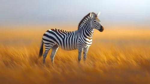 Zebra Amidst Golden Grass