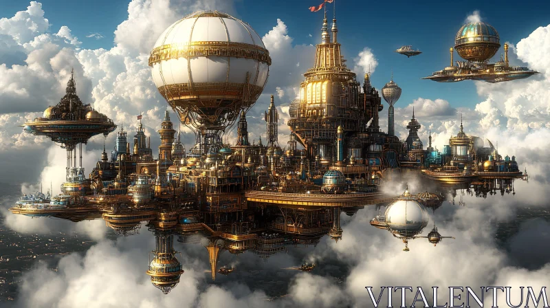 AI ART Steampunk Sky Metropolis