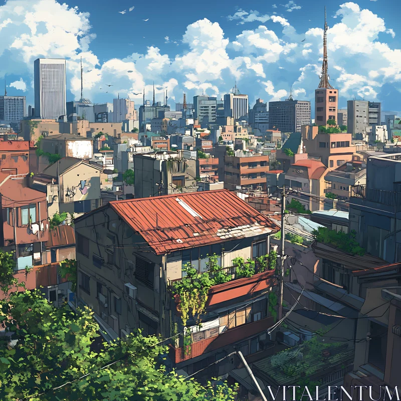 Vivid City Rooftops and Skyline AI Image