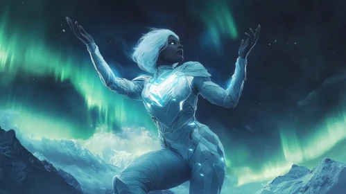 Sci-Fi Character with Aurora Borealis