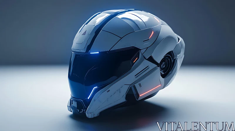 Futuristic Cyber Helmet with Advanced Technological Details AI Image