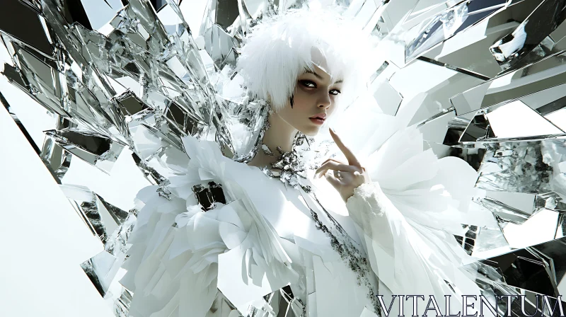 Futuristic White Fashion Model AI Image