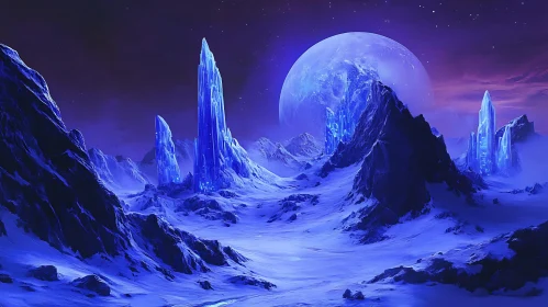 Surreal Icy Landscape on Alien Planet