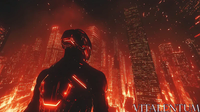 Cyberpunk Neon City and Futuristic Suit AI Image