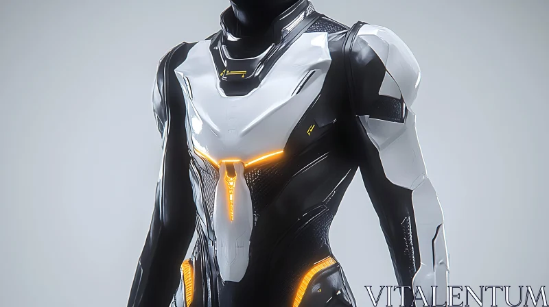 AI ART Advanced Cyber Suit with Orange Highlights