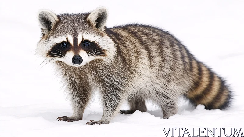 Raccoon on Snowy Ground AI Image