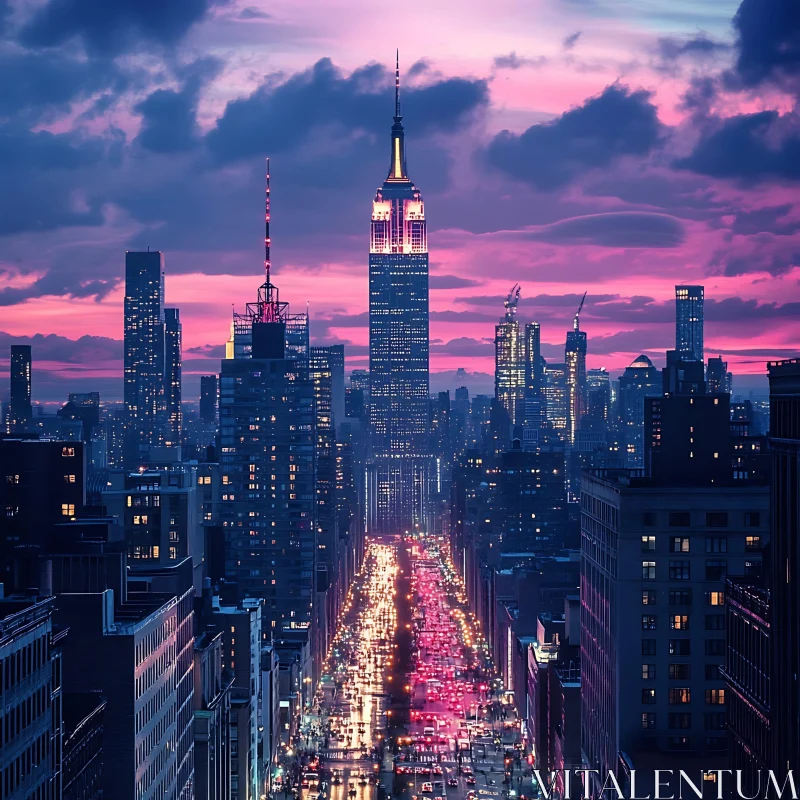 NYC Cityscape at Dusk AI Image