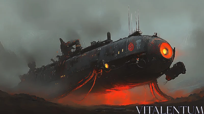 AI ART Spaceship Emerging from Lava