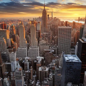 Cityscape with Skyscrapers at Sunset