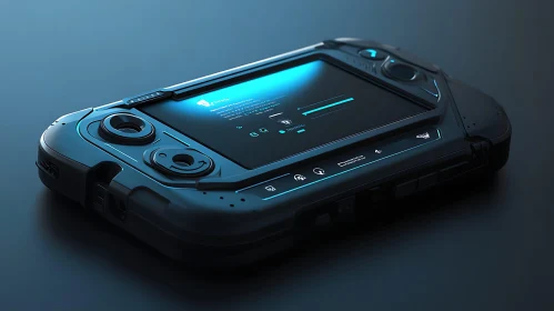 Modern Portable Gaming Console with Blue Lighting