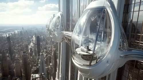 Future City with High-Tech Transportation Pods