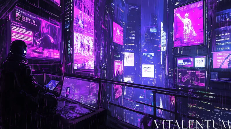 AI ART Cyberpunk Urban Scene with Neon Illuminations