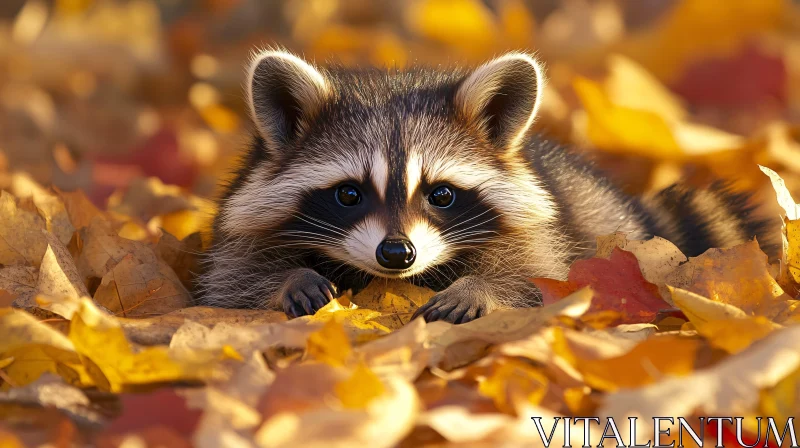 AI ART Raccoon in Vibrant Fall Foliage