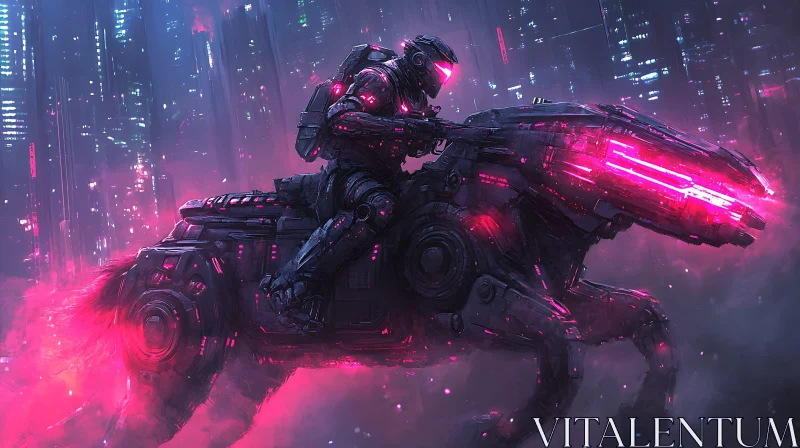 Cyberpunk Rider in a Neon City AI Image