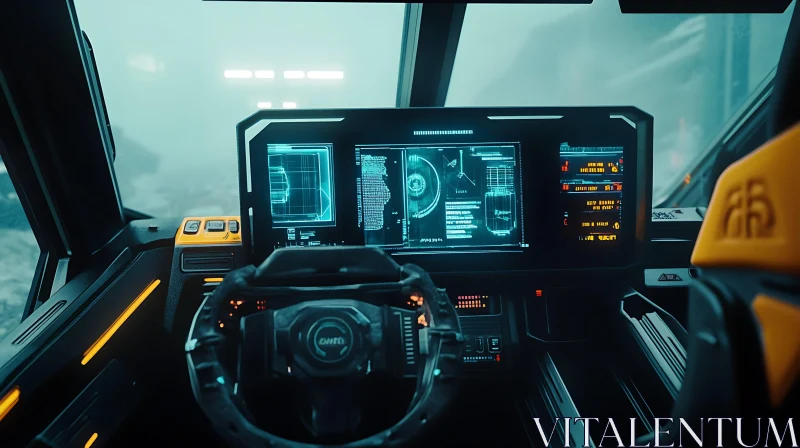 AI ART Cyberpunk-Style High-Tech Cockpit