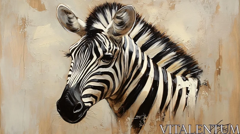 AI ART Artistic Zebra Portrait in Neutral Tones