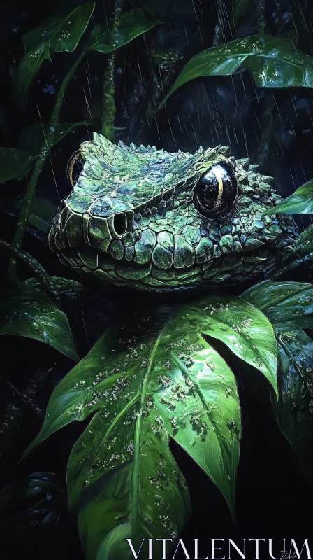 AI ART Jungle Snake in Foliage