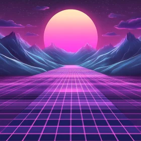 Futuristic Synthwave Sunset with Neon Vibes