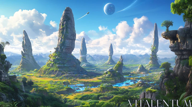 AI ART Towering Rock Formations in a Fantasy World