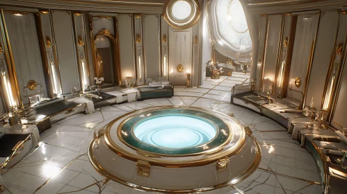 Opulent Bathroom with Circular Bathtub