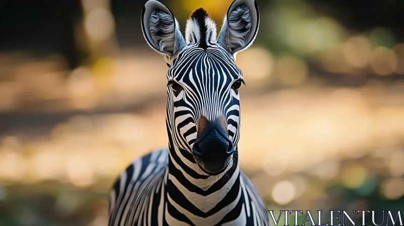 Zebra with Black and White Stripes AI Image