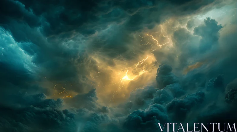 AI ART Stunning Lightning Storm in Turbulent Skies