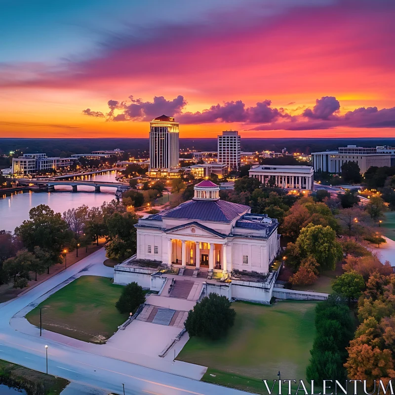 AI ART Aerial Cityscape at Dusk