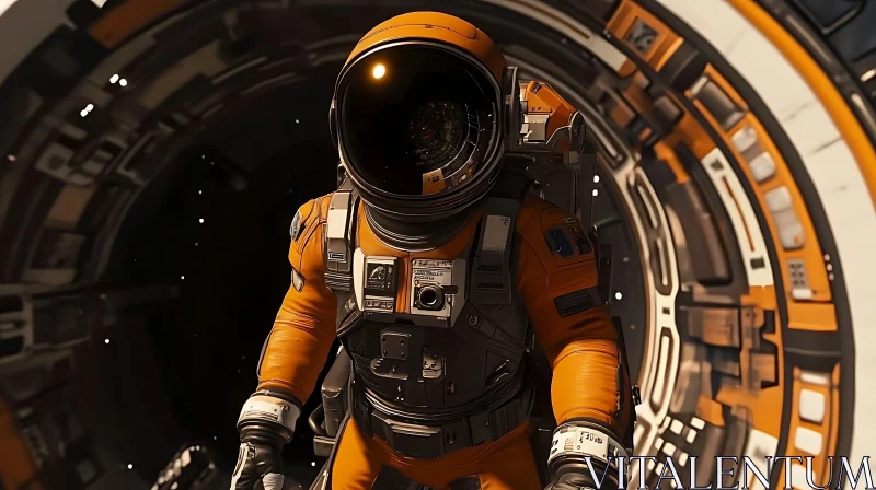 Astronaut in Orange Spacesuit AI Image