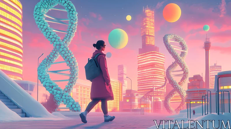 AI ART Surreal Futuristic City with DNA